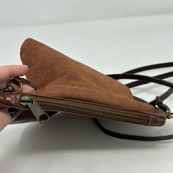 Boho Spanish Rossymina Small Brown Leather Round Crossbody Bag Adjustable Strap - Picture 9 of 13